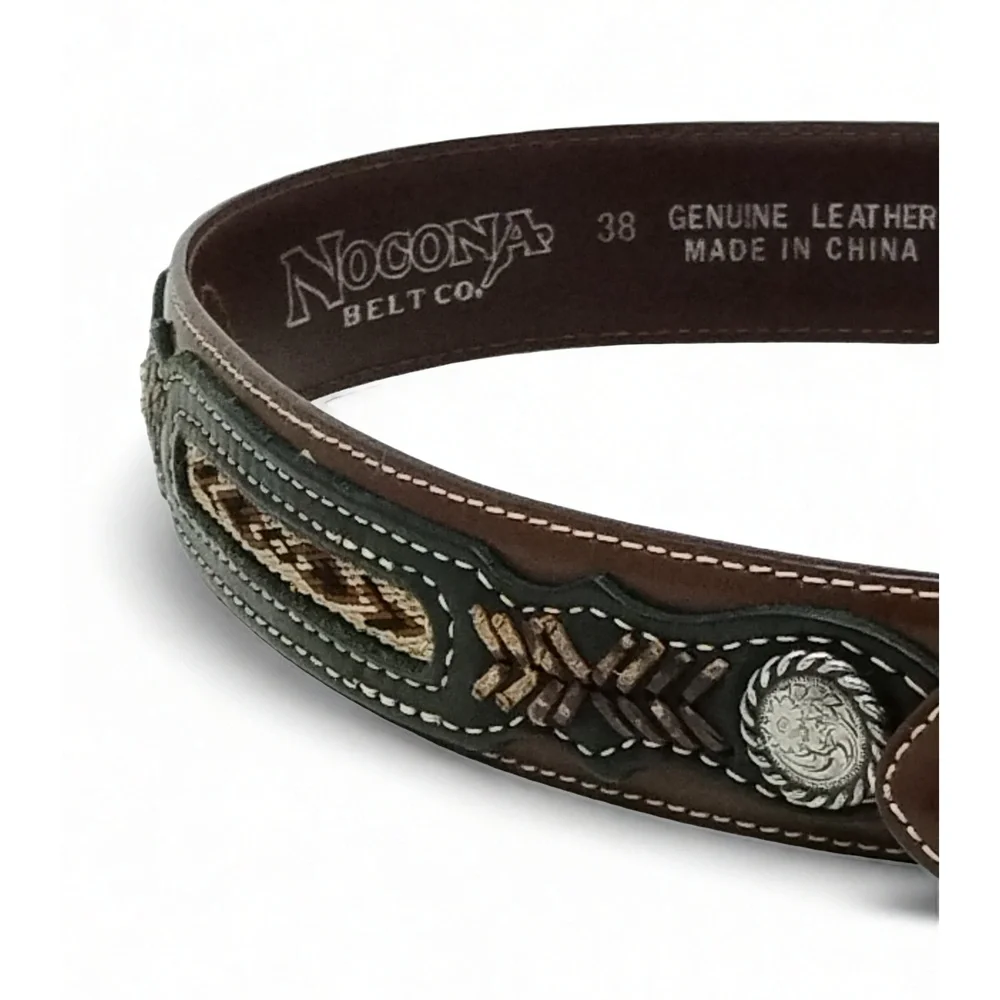 Vintage Nocona Belt Co. Western Leather Belt 38 Western Leather Belt Cowboy